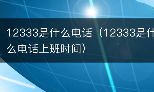 12333是什么电话（12333是什么电话上班时间）