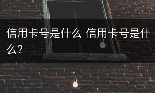 信用卡号是什么 信用卡号是什么?