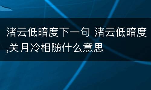 渚云低暗度下一句 渚云低暗度,关月冷相随什么意思