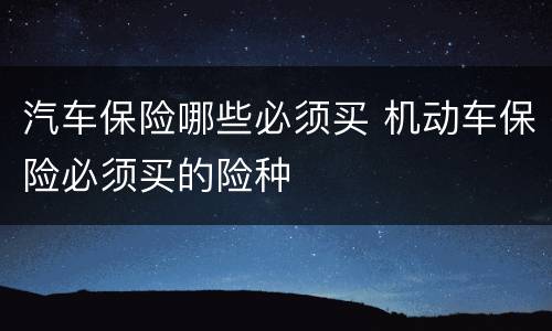 汽车保险哪些必须买 机动车保险必须买的险种