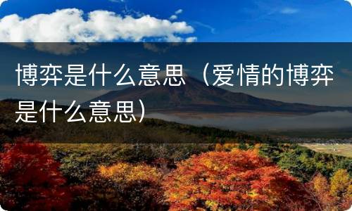 博弈是什么意思（爱情的博弈是什么意思）