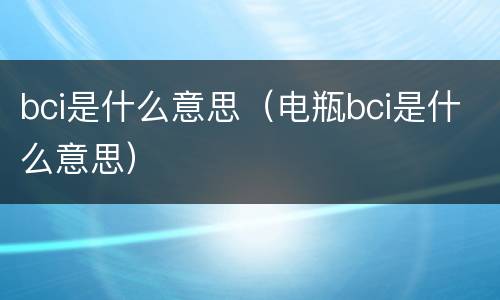 bci是什么意思（电瓶bci是什么意思）