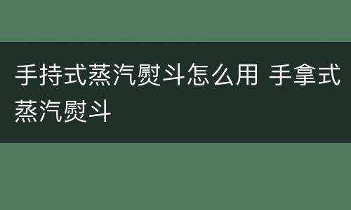 手持式蒸汽熨斗怎么用 手拿式蒸汽熨斗
