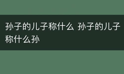 孙子的儿子称什么 孙子的儿子称什么孙