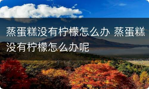 蒸蛋糕没有柠檬怎么办 蒸蛋糕没有柠檬怎么办呢