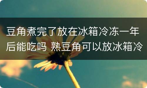 豆角煮完了放在冰箱冷冻一年后能吃吗 熟豆角可以放冰箱冷冻多久
