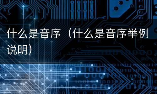 什么是音序（什么是音序举例说明）