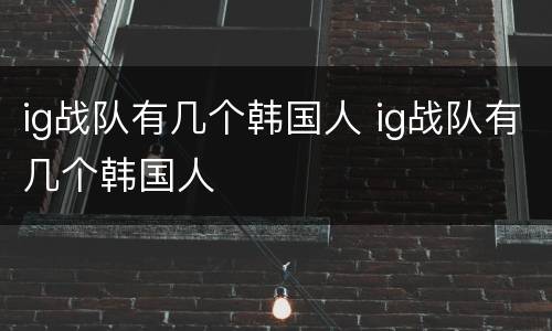 ig战队有几个韩国人 ig战队有几个韩国人