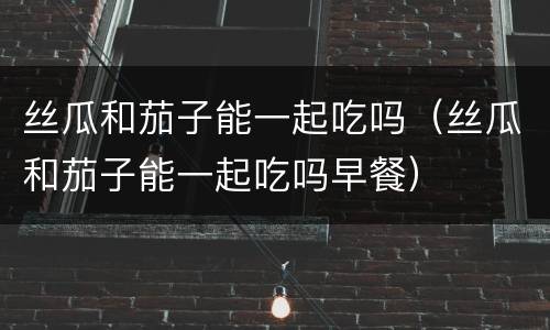 丝瓜和茄子能一起吃吗（丝瓜和茄子能一起吃吗早餐）