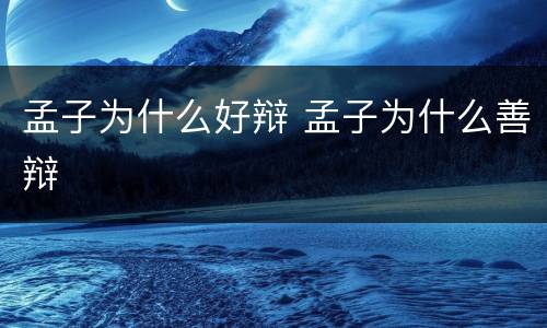 孟子为什么好辩 孟子为什么善辩