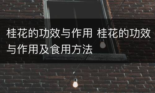 桂花的功效与作用 桂花的功效与作用及食用方法