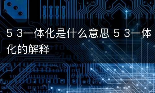 5 3一体化是什么意思 5 3一体化的解释