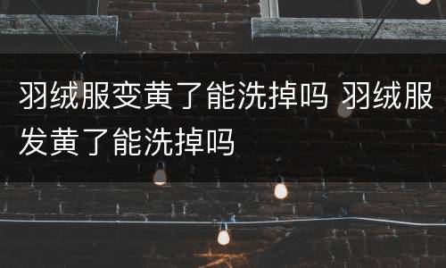 羽绒服变黄了能洗掉吗 羽绒服发黄了能洗掉吗