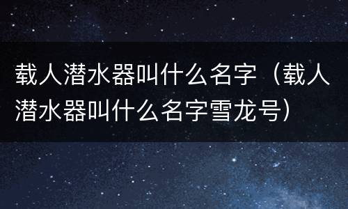 载人潜水器叫什么名字（载人潜水器叫什么名字雪龙号）