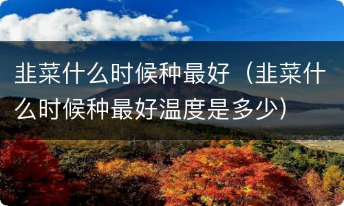 韭菜什么时候种最好（韭菜什么时候种最好温度是多少）