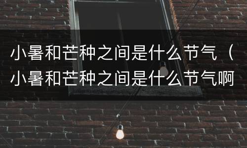 小暑和芒种之间是什么节气（小暑和芒种之间是什么节气啊）