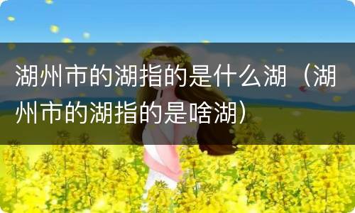 湖州市的湖指的是什么湖（湖州市的湖指的是啥湖）