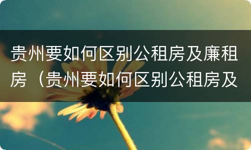贵州要如何区别公租房及廉租房（贵州要如何区别公租房及廉租房呢）