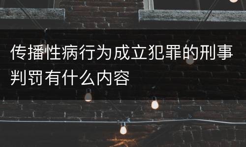 传播性病行为成立犯罪的刑事判罚有什么内容
