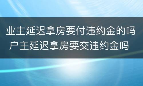 业主延迟拿房要付违约金的吗 户主延迟拿房要交违约金吗