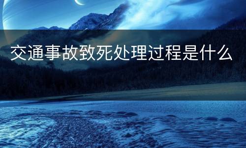 交通事故致死处理过程是什么
