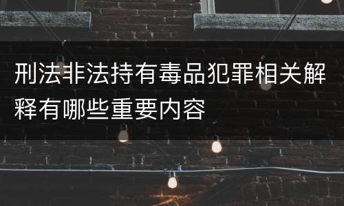 刑法非法持有毒品犯罪相关解释有哪些重要内容