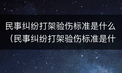 民事纠纷打架验伤标准是什么（民事纠纷打架验伤标准是什么呢）