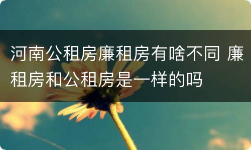 河南公租房廉租房有啥不同 廉租房和公租房是一样的吗