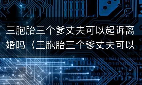 三胞胎三个爹丈夫可以起诉离婚吗（三胞胎三个爹丈夫可以起诉离婚吗知乎）