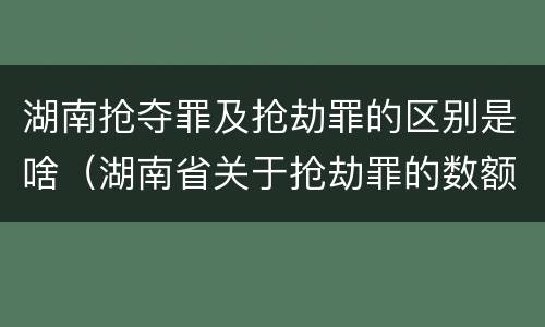 湖南抢夺罪及抢劫罪的区别是啥（湖南省关于抢劫罪的数额规定）
