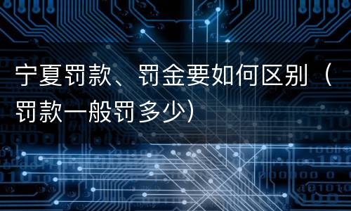 宁夏罚款、罚金要如何区别（罚款一般罚多少）