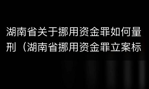 湖南省关于挪用资金罪如何量刑（湖南省挪用资金罪立案标准2018）