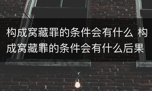 构成窝藏罪的条件会有什么 构成窝藏罪的条件会有什么后果