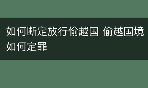 如何断定放行偷越国 偷越国境如何定罪