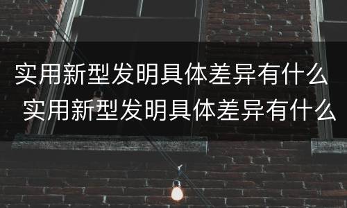 实用新型发明具体差异有什么 实用新型发明具体差异有什么特点