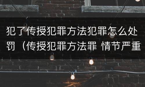 犯了传授犯罪方法犯罪怎么处罚（传授犯罪方法罪 情节严重）