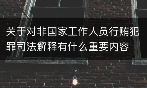 关于对非国家工作人员行贿犯罪司法解释有什么重要内容