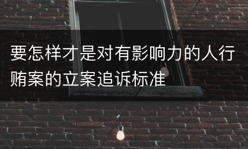 要怎样才是对有影响力的人行贿案的立案追诉标准