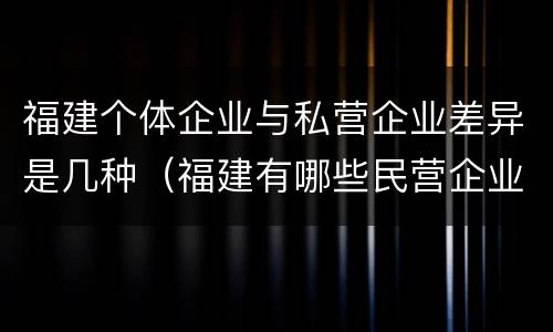 福建个体企业与私营企业差异是几种（福建有哪些民营企业）