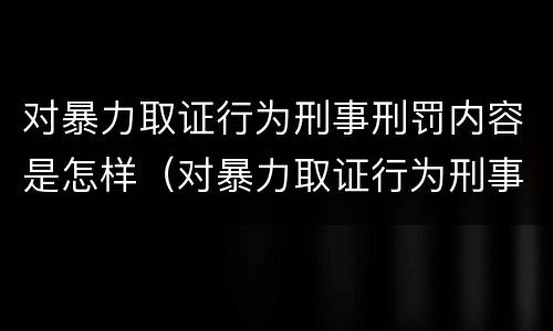 对暴力取证行为刑事刑罚内容是怎样（对暴力取证行为刑事刑罚内容是怎样认定的）