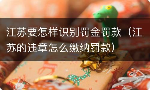 江苏要怎样识别罚金罚款（江苏的违章怎么缴纳罚款）