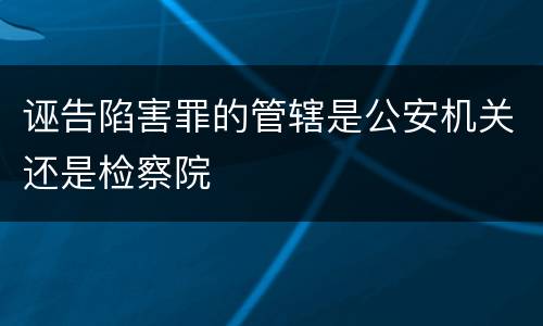 诬告陷害罪的管辖是公安机关还是检察院