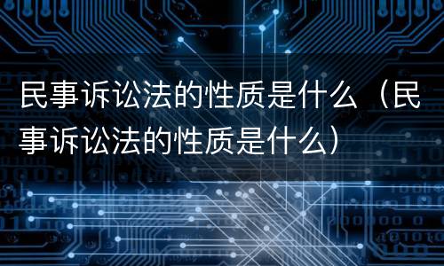 民事诉讼法的性质是什么（民事诉讼法的性质是什么）