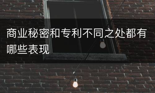 商业秘密和专利不同之处都有哪些表现
