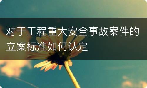 对于工程重大安全事故案件的立案标准如何认定