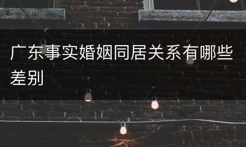 广东事实婚姻同居关系有哪些差别