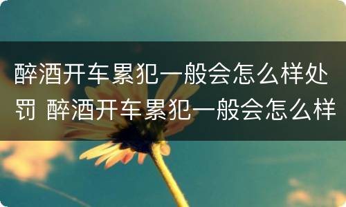 醉酒开车累犯一般会怎么样处罚 醉酒开车累犯一般会怎么样处罚多少钱