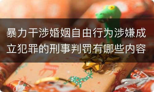 暴力干涉婚姻自由行为涉嫌成立犯罪的刑事判罚有哪些内容