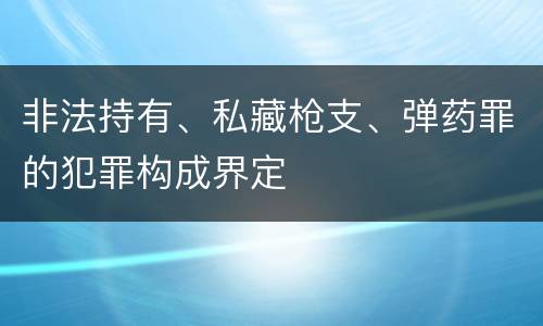 非法持有、私藏枪支、弹药罪的犯罪构成界定