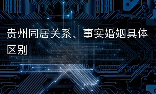 贵州同居关系、事实婚姻具体区别